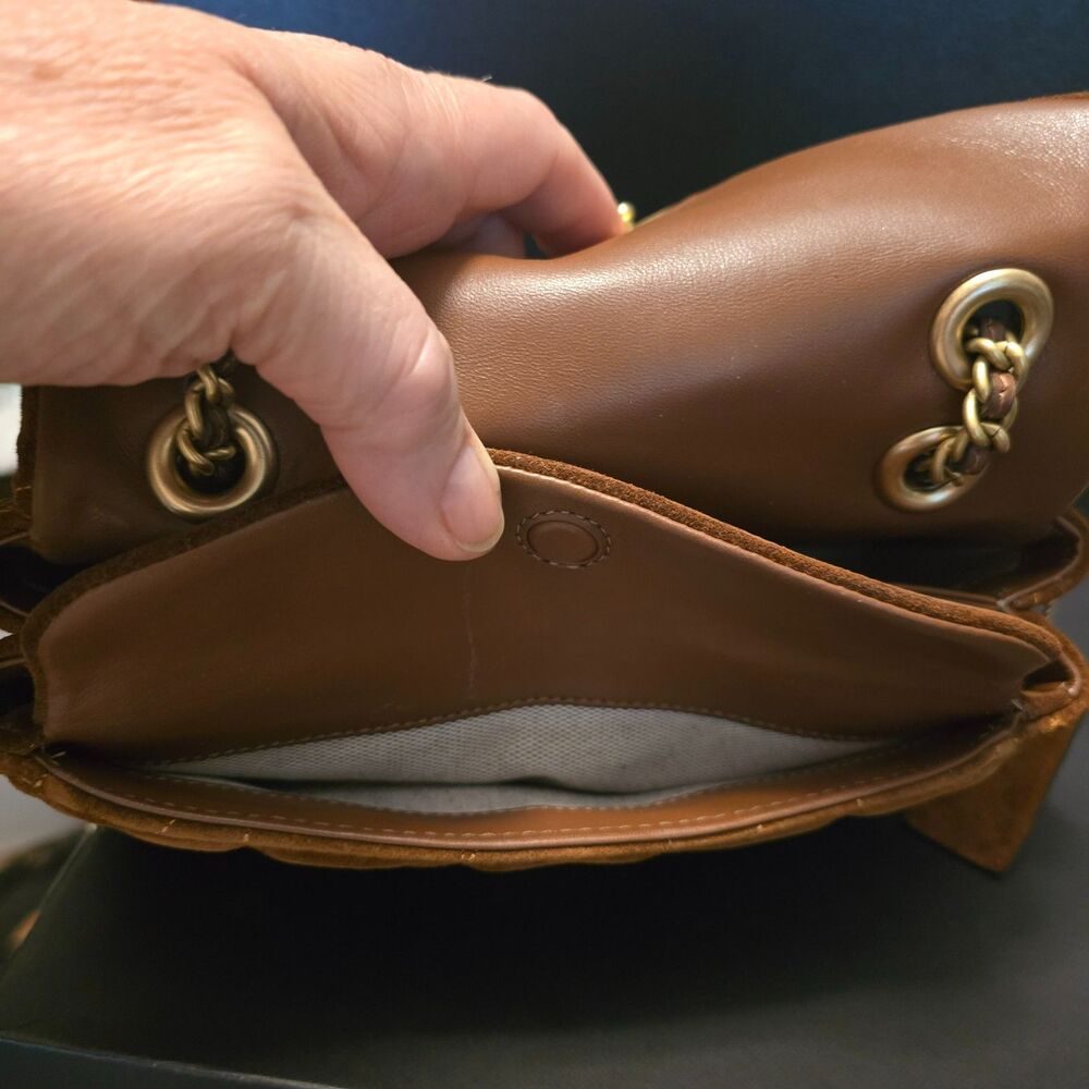 Coach Tabby 20 Brown Quilted Suede Shoulder Bag - Picture 8 of 14